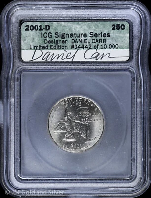 2001-D 25C New York NY State Quarter ICG Signature Series | Daniel Carr Signed - Image 1 of 4