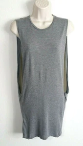 AllSaints Size 0 Alvie Tunic Dress Gray Heather Green Olive Draped Silk Jersey - Picture 1 of 8