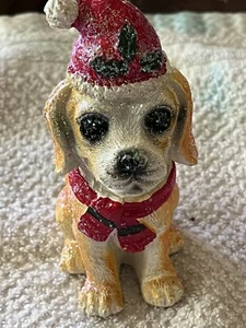 Sombrero y bufanda de Navidad Golden Retriever de cerámica vintage adorno navideño  - Imagen 1 de 6