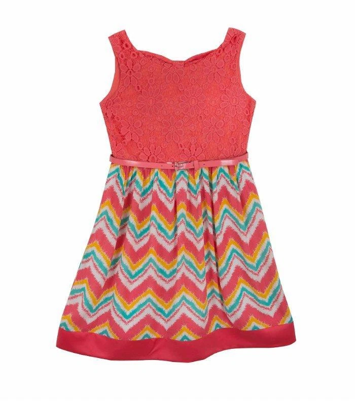 Vestido ajustado y acampanado estampado Chevron 12, 14, 16 para niñas grandes nuevo con etiquetas $68 Foto 1 de 1
