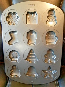 Wilton Antiadherente 12 Cavidades Navidad Galleta Chocolate Sartén Bandeja Molde Hornear Lindo - Imagen 1 de 5