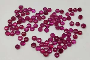 Natural Loose Ruby Lot Round Cabochon 4.0mm 5pc Deep Red Clean Glass Filled - Picture 1 of 5