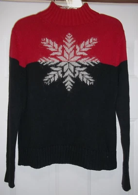 Suéter Covington para mujer Mohair copo de nieve mezcla de algodón rojo negro después del esquí talla M Foto 1 de 4