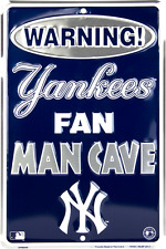 New York Yankees Warning Fan Man Cave 8" x 12" Parking Sign FAST USA SHIPPING