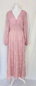 Simplee Maxi Dress Medium Ruffle V Neck Formal Pink NWT - Picture 1 of 9