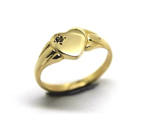 Size I 1/2 Kaedesigns New 9ct 9k Yellow Gold Heart Aquamarine Signet Ring - Picture 1 of 7