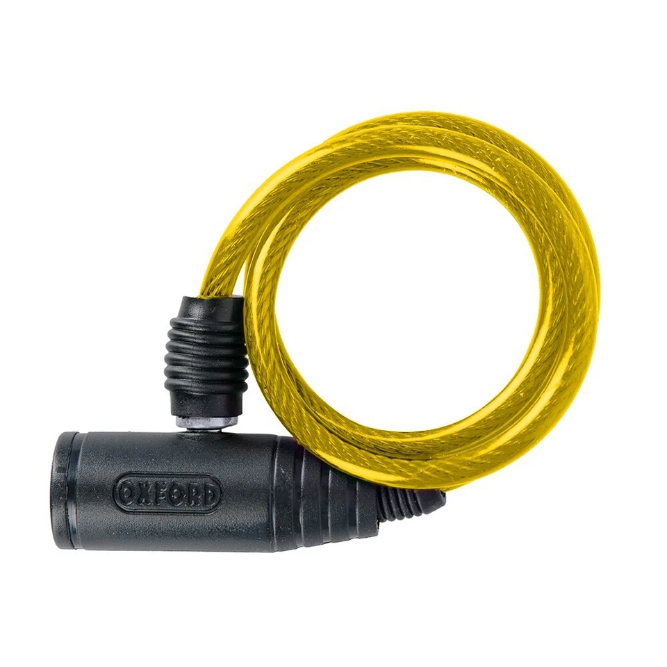 Bloqueo de cable compacto para parachoques de motocicleta Oxford 6 mm x 0,6 m amarillo Foto 1 de 1
