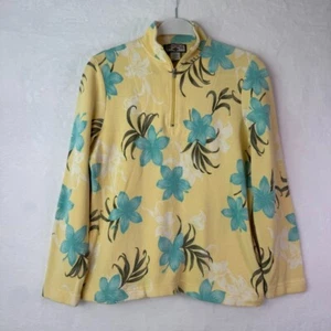 Caribbean Joe Floral Quarter Zip Pullover Sweatshirt Gelb Blau Baumwolle Gr. M - Bild 1 von 9
