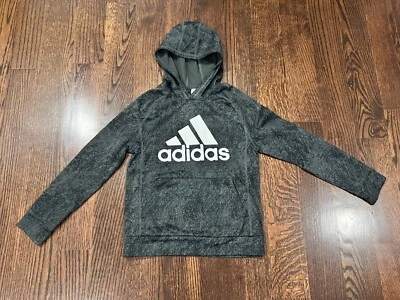 Boys Kids Adidas Gray Signature Logo Hooded Sweater Hoodie Size 10-12 - Image 1 of 4