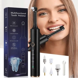 Electric Tooth Polisher Plaque Stain Remover 5 Heads 4 Modes for Teeth Whitening - Picture 1 of 15