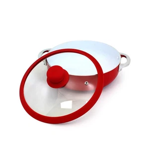 IMUSA USA 3.2Qt Red Ceramic Nonstick Caldero (Dutch Oven) with Silicone Rim &... - Picture 1 of 8