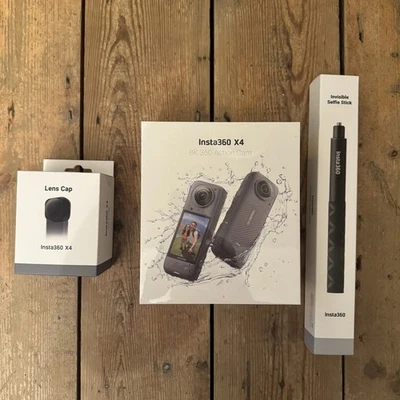 Insta360 X4 360° Action Camera + Lens Cap + Invisible Selfie Stick – Sealed - Image 1 of 2
