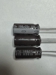 200 pezzi Nichicon PL 100uF 25v 105c condensatore elettrolitico radiale venditore USA - Foto 1 di 4