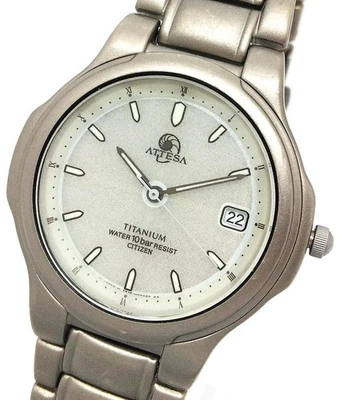 Citizen Attesa Titanium Solar Radio Wave Watch 7875H00559 Mens Gray Dial - Image 1 of 4