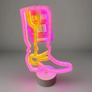 Urban Shop 12" Cowboy Boot LED Neon Table Light NWT Punk And Yellow 3 AA Bat. - Picture 1 of 4