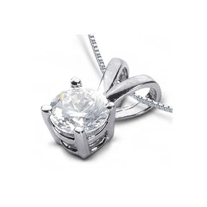 Colgante solitario clásico de oro blanco con diamantes naturales redondos E/I1 de 2,29 quilates - Imagen 1 de 5