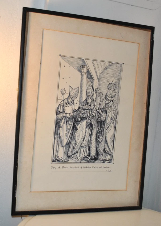 E Ryder Art drawing 'Durer Woodcut'-Saints Vintage sketch- Decorative - Image 1 of 4