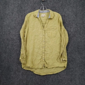 C&C California Button Up Shirt Womens M Medium Green Linen Long Sleeve Collared - Picture 1 of 9