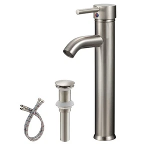 Rubinetto Lavello Vaso Nichel Spazzolato Monoforo Manico Singolo Lavabo Moderno T... - Foto 1 di 7