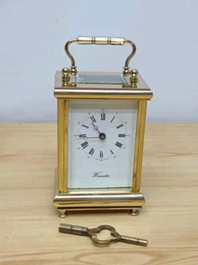 Vintage Worcester Brass Mechanical French Carriage Clock & Key - Fully Working - Imagen 1 de 14