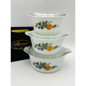 Pyrex JAJ Promo Mandarin 3 pc Casserole Set 471, 472, 473 (1962) - Picture 1 of 8
