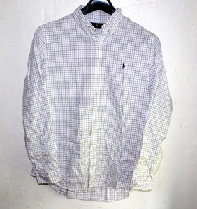 Ralph Lauren Men size L long sleeve shirt blue label plaid white red blue - Picture 1 of 6