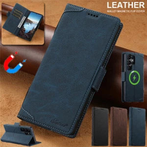 For Samsung Galaxy S25 S24 S23 S22 Ultra MagSafe Case Leather Wallet Stand Cover - Picture 1 of 54