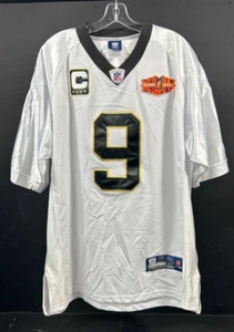 Camiseta deportiva cosida blanca Reebok 2010 Super Bowl Saints Drew Brees Captain talla 50 - Imagen 1 de 3