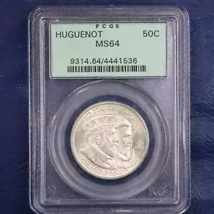 1924 Hugenotte-Wallonischer Half Dollar 50c Gedenkmünze - PCGS MS 64 alte grüne Holde - Bild 1 von 6