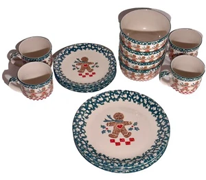 JUEGO DE PLATOS DE NAVIDAD ARTESANALES POPULARES DE PAN DE JENGIBRE TIENSHAN -- 16 PIEZAS -- PARECE SIN USAR - Imagen 1 de 10