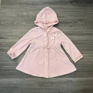 Kate Mack Baby Mädchen rosa Frottee Kapuze Badedecke Jacke Gr. 24M Blumen - Bild 1 von 13