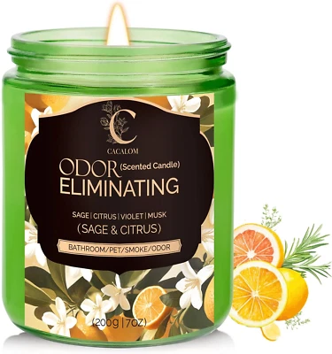 Vela perfumada de luxo para mulheres e homens, vela de frasco perfumado de frutas cítricas de sálvia, frasco de 7 oz - Imagem 1 de 4