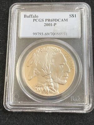 3 PC LOT 2001 BUFFALO US DOLLARS  CHOICE -ONE PCGS PF69DCAM - Image 1 of 4