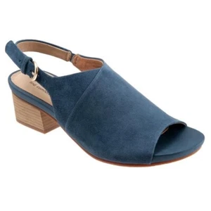 Softwalk Pomona Womens Sling Sandal Navy Suede US Size 10 WIDE - Picture 1 of 3