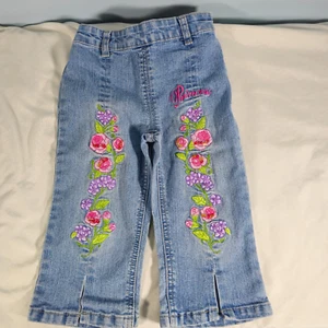 Vintage Disney Store Princess Embroidered Jeans Girls Sz 5 Cotton Flare. - Picture 1 of 5