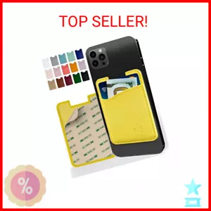 Premium Leather Phone Card Holder - Stick On Wallet for iPhone and Android Smart - Picture 1 of 2