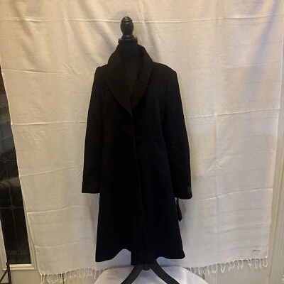 Katherine Kelly 100% Cashmere Coat 12 Black Luxury Hidden Buttons $1200 - Image 1 of 4