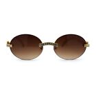 Luxury Rhinestone Stud Rimless Oval 90s Rapper Sunglasses