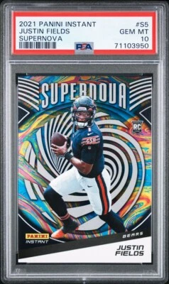 PSA 10 GEM MT 2021 Panini Instant Justin Fields Supernova Rookie RC #/3357 - Image 1 of 3