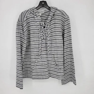 Sudadera con capucha Roxy Cabo Trip para mujer grande gris a rayas con cordones frontales mangas acampanadas nueva - Imagen 1 de 17