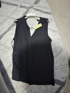 Camicetta donna Michael Kors 2X ciondolo monogramma nero top camicia nuova con etichetta - Foto 1 di 2