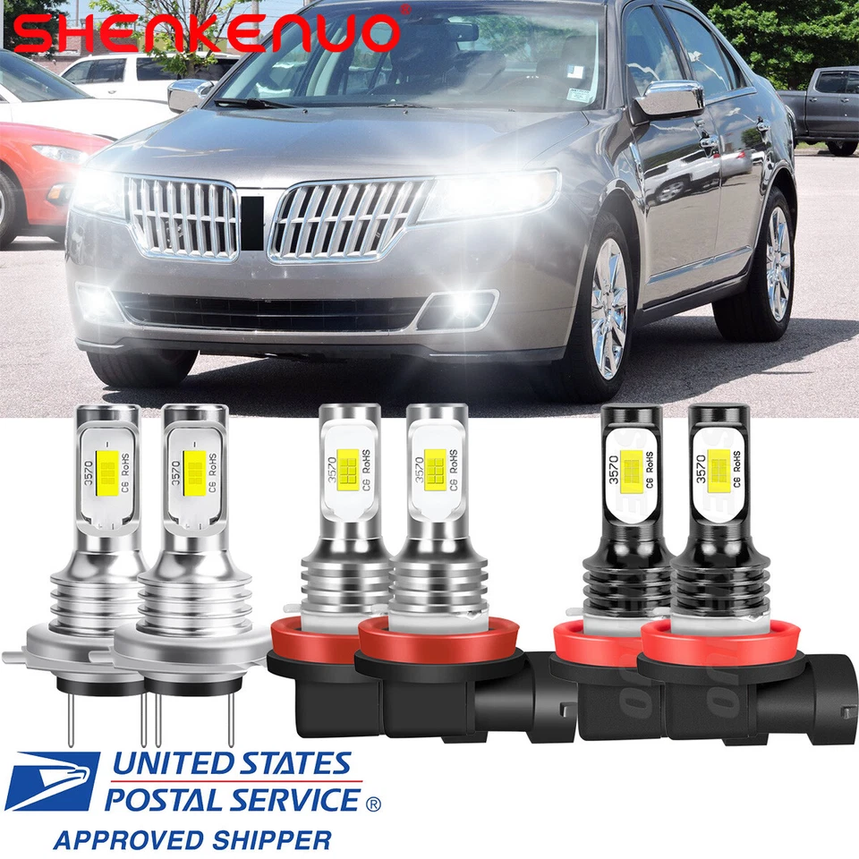 Kit de faros LED de haz alto bajo + bombillas antiniebla para Lincoln MKZ 2007-2012 6000K Foto 1 de 4
