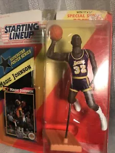 VTG MAGIC JOHNSON NBA LA Lakers Starting Lineup Figurine Poster Sticker NEW - Picture 1 of 12