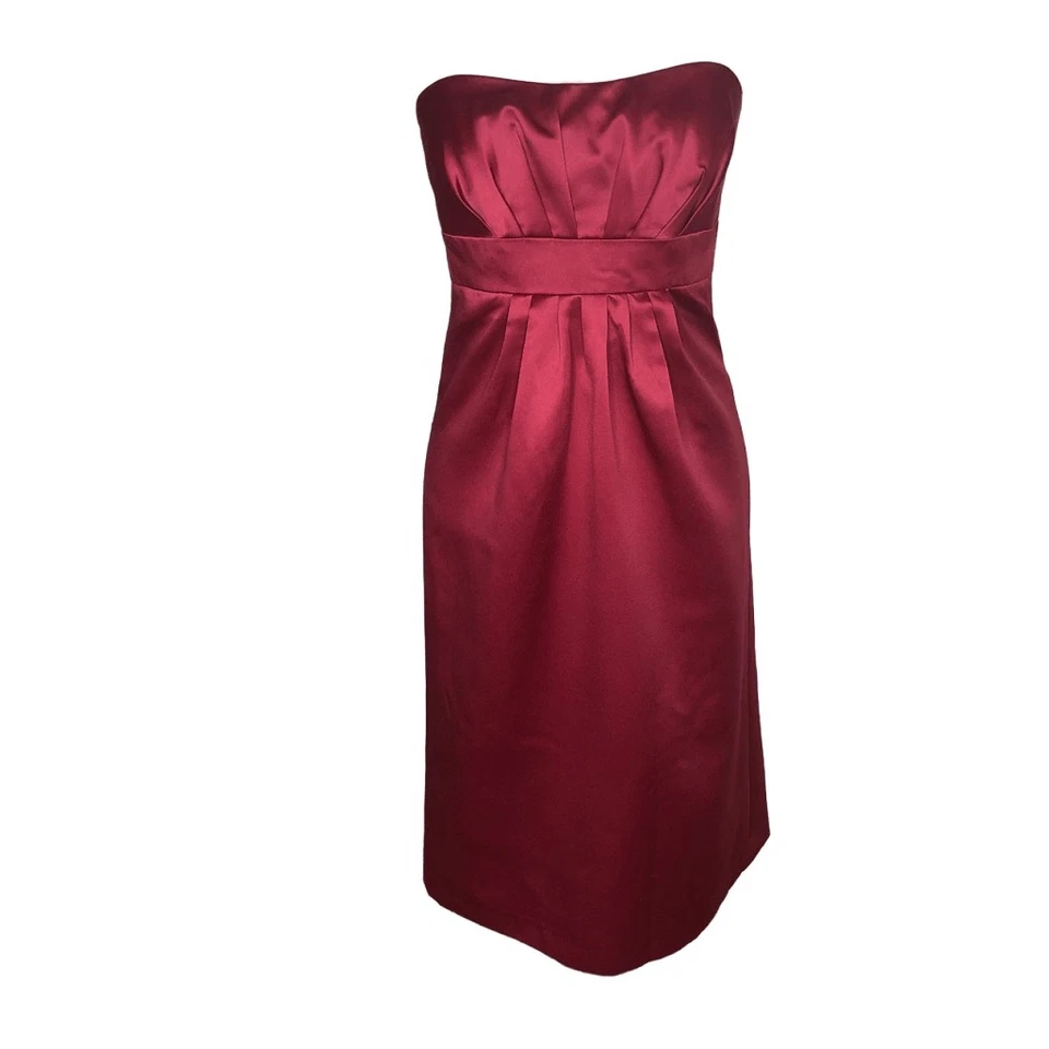 Alfred Angelo Wine Red Satin Strapless Occasion /Bridesmaid Dress - Image 1 of 4