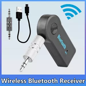 WIRELESS BLUETOOTH 3.5MM AUX AUDIO STEREO MUSIC HOME CAR RECEIVER ADAPTER - Picture 1 of 14