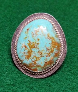 Vintage Signed Tom DeWitt Sterling Silver 925 Turquoise Statement Ring Size 7.5 - Picture 1 of 19