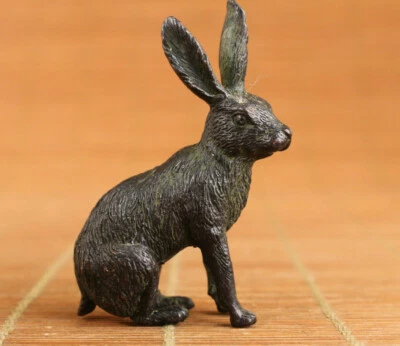 Colgante Estatua de Conejo Hecho a Mano de Bronce Chino Coleccionado Artesanía Regalo Decoración Foto 1 de 4