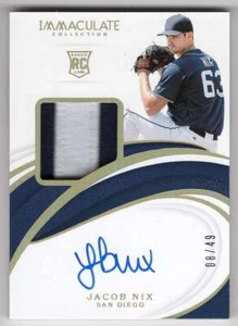 Tarjeta de novato Jacob Nix 2019 Immaculate #35 parche automático RC 08/49 Gold Holo SP - Imagen 1 de 2