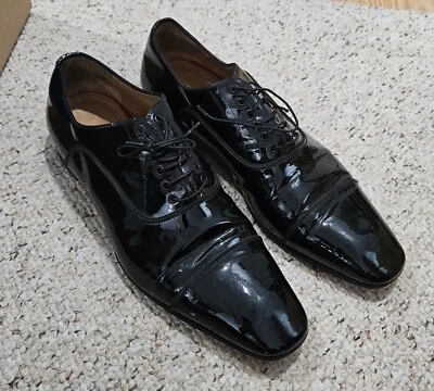 Christian Louboutin MENS Black Patent Leather Laced Oxford Shoe EU 43.5 US 10.5 - Image 1 of 4