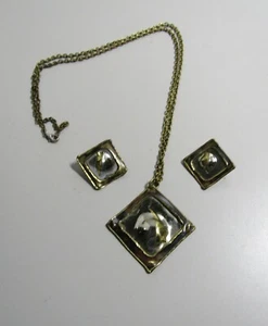 Handwerkliche handgefertigte Anhänger & Clip Ohrringe gemischte Metalle moderner künstlerischer Stil - Bild 1 von 3